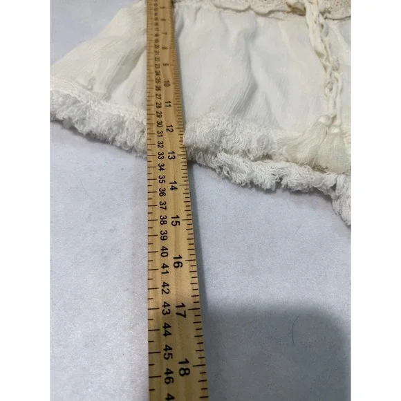 Spoon Crochet Lace Trim Gauze‎ Shorts Cream Boho Festival Size L - Picture 4 of 5